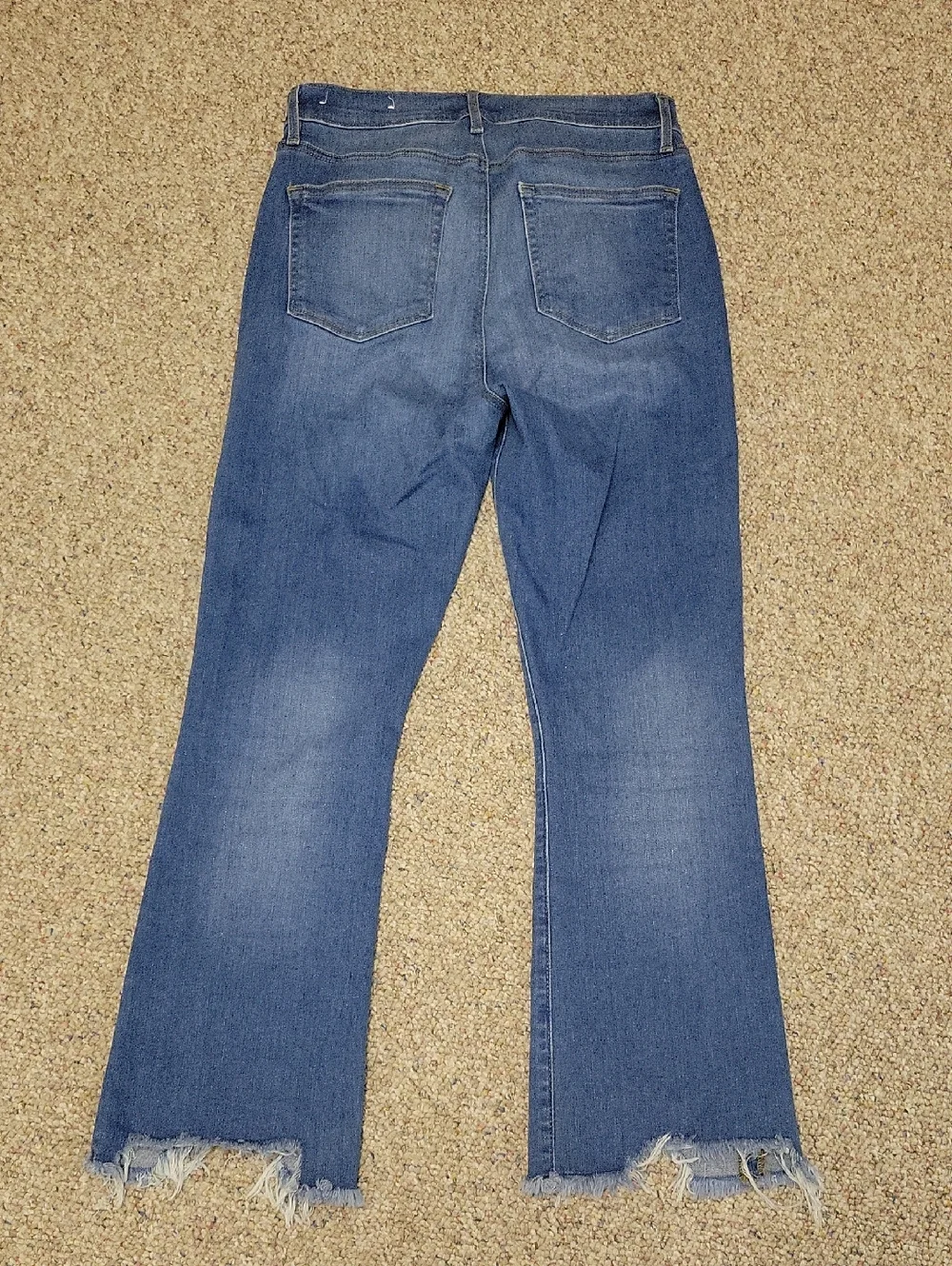 LOFT Women's Button-Fly High-Rise Kick Crop Jeans with Raw Hem 29/8